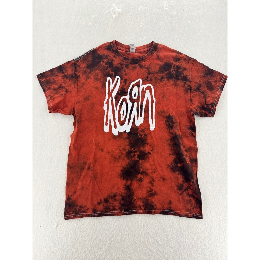 Korn - Band Tee Tie Dye Logo Graphic - Red Black - Large - Mens